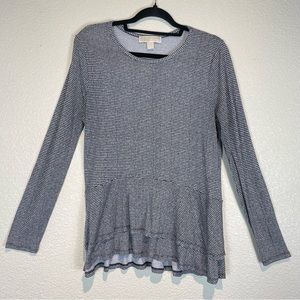 Michael Kors Long Sleeve  Mini Tweed Double Hem Top plaid women’s size Large MK